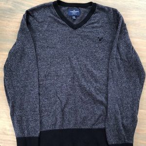 Grey American Eagle V-Neck Sweater